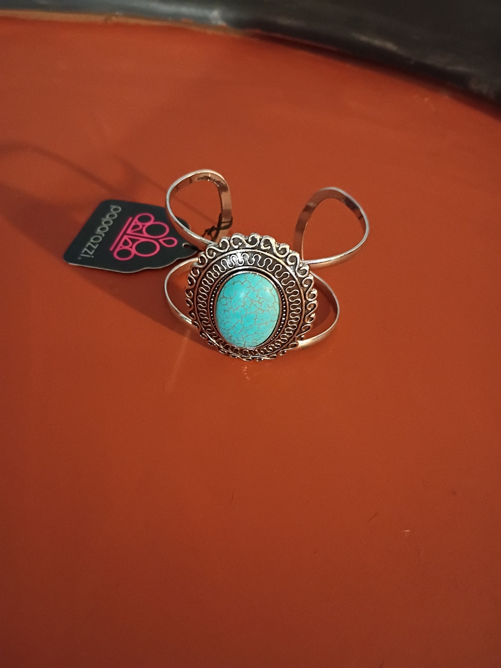 paparazzi Silver-Tone Ring with Turquoise Stone